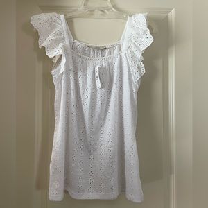 NWT Loft eyelet flowy white top xs